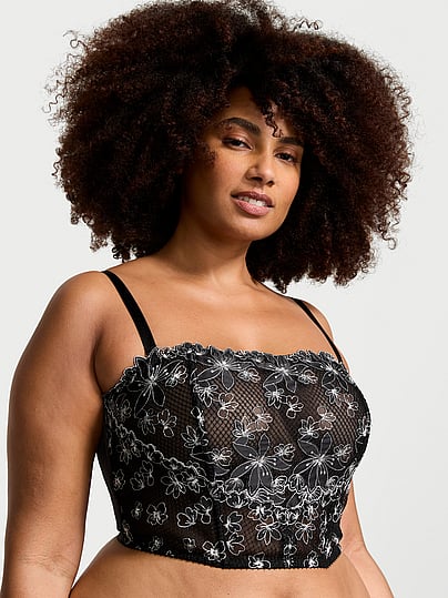 Buy Ziggy Glam Embroidery Unlined Strapless Corset Top, Black