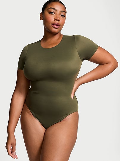 Victoria's Secret Bodywear By Victoria With Feathersoft™ Innovation Short-sleeve Bodysuit In Green
