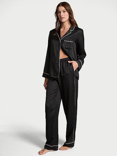 Buy Signature Satin Long Pajama Set, Marzipan Leopard - Order
