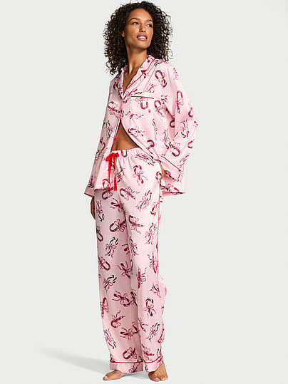 Buy Signature Satin Long Pajama Set, Coconut White Flamingos Buy Signature Satin Long Pajama Set, Coconut White Flamingos