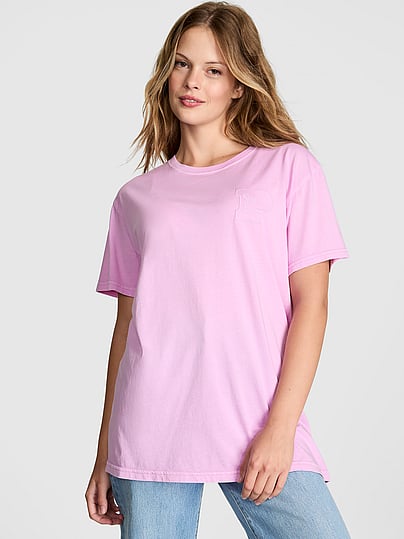 Buy Campus Cotton™ Tee, Hushed Lilac - Order Tops online - PINK US