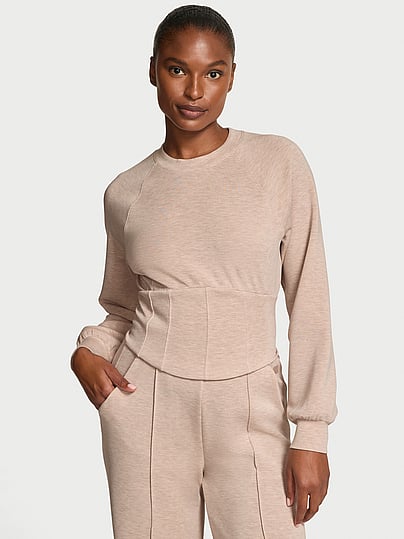 Buy VSX Featherweight Knit Corset Crewneck, Pure Black - Order