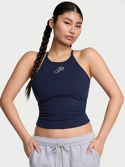 Buy All-Day Cotton™ High-Neck Tank, Noir Navy Pearl - Order Tops