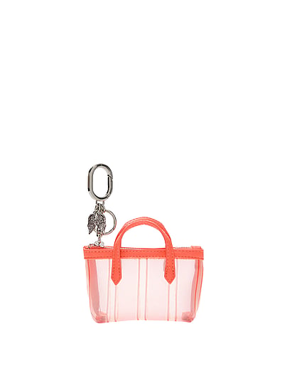 一回使用　Victoria's Secret バッグ ミニバッグチャーム付き Buy Micro Pouch Bag Charm, Pink And Black Stripe - Order Small
