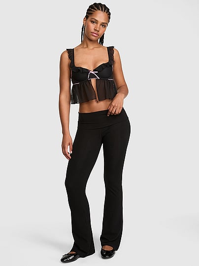 Buy All-Day Cotton™ Foldover Flare Leggings, Charcoal Heather Grey