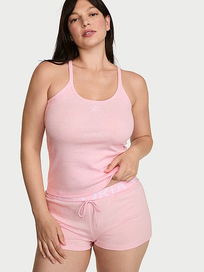 Buy Mix & Match Sleep Perfect Ribbed Tank Top, Pink - Order Pajama