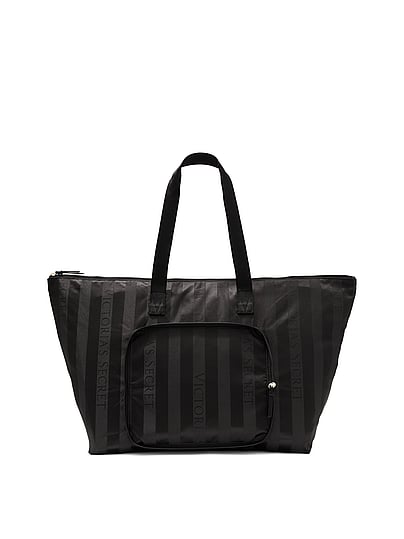 Buy Packable Weekender Bag, Black Logo Jacquard Stripe  display picture 1