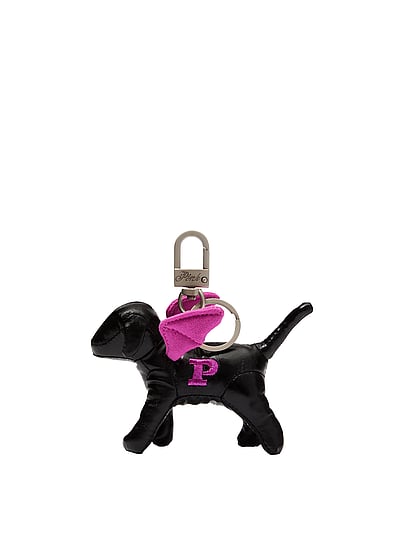 Pink Micro Dog™ Keychain Charm In Black