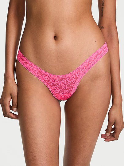 Victoria's Secret The Lacie Lace Keyhole Ultra-mini Scoop Thong Panty In Pink