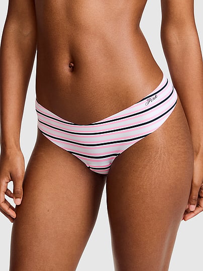 Pink No-show Thong Panty In Print