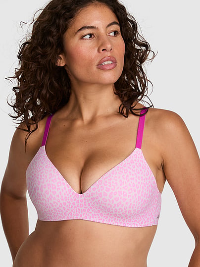 Pink Marshmallow Push-up Wireless Comfy Bra In Print