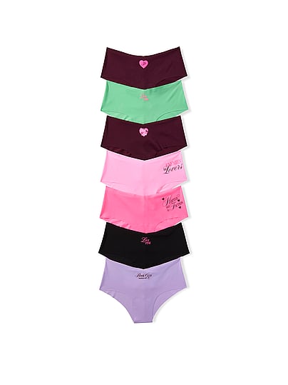 Pink 5-pack No-show Cheeky Panties In Print
