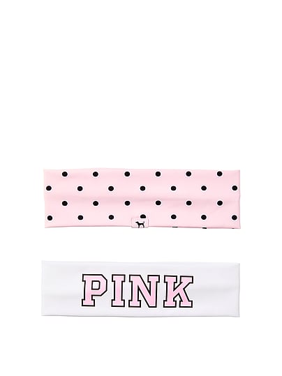Pink 2-pack Stretchy Headband Set In Print
