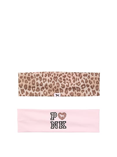 Pink 2-pack Stretchy Headband Set In Print