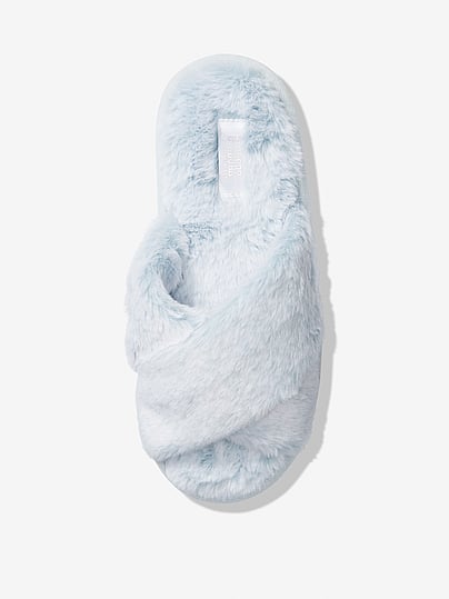 fur crossover slippers
