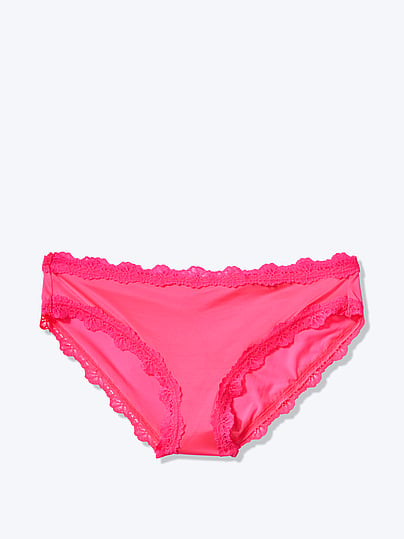 PINK new Lace Trim Shine Bikini, Flawless, offModelFront, 1 of 2 