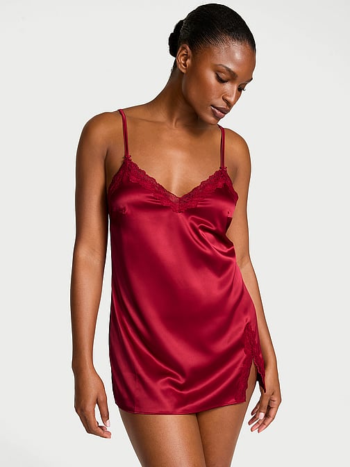 red dress lingerie Vintage Slip Dress