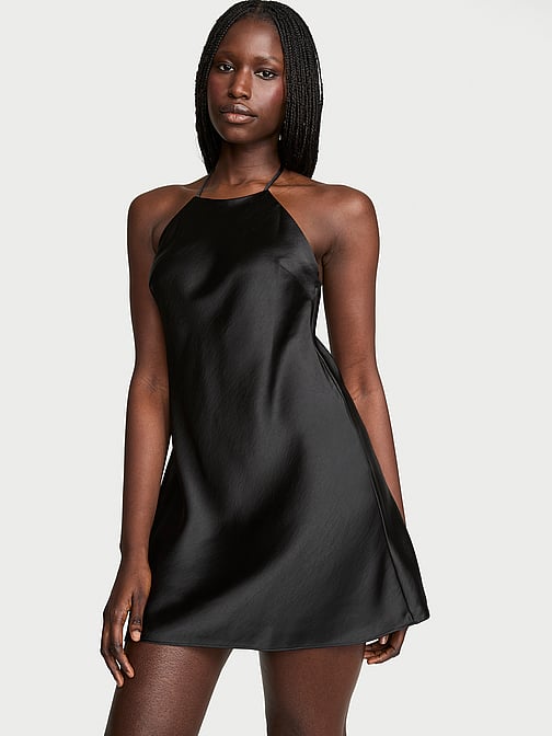 revealing black dresses BangWanChi Black Dresses for Women Women's Solid Color U-Neck Sexy Waist  Revealing Slim Fitting Long Sleeved Dress
