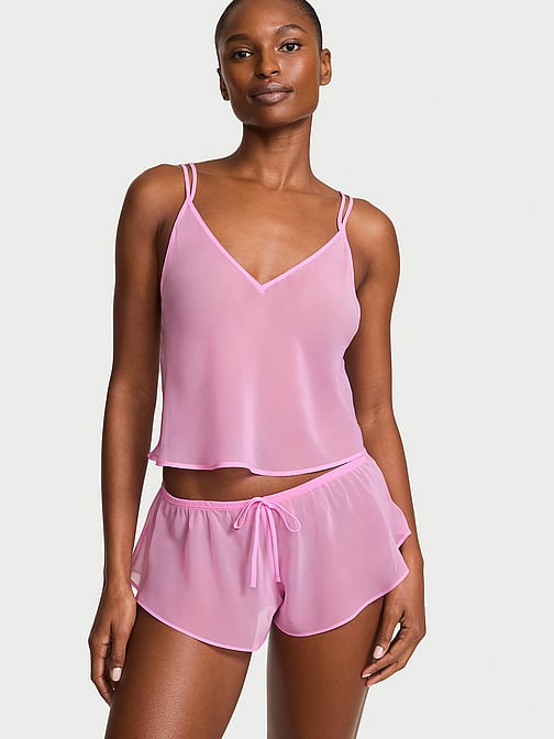 vs pink sleep dress Nightgowns for Women Soft Pajama Dress Lace Trim Deep V Neck Spaghetti  Strap Sleep A-line Mini Dresses (M, Hot Pink)