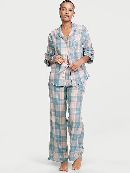Details about  / Victorias Secret Sleep Pajama Set Short Sleeve Button Down Top Blue /& Pants Navy