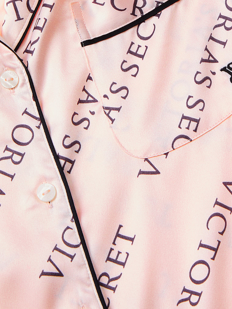 Victoria's Secret, Victoria's Secret Satin Short Pajama Set, Purest Pink, detail, 5 of 5