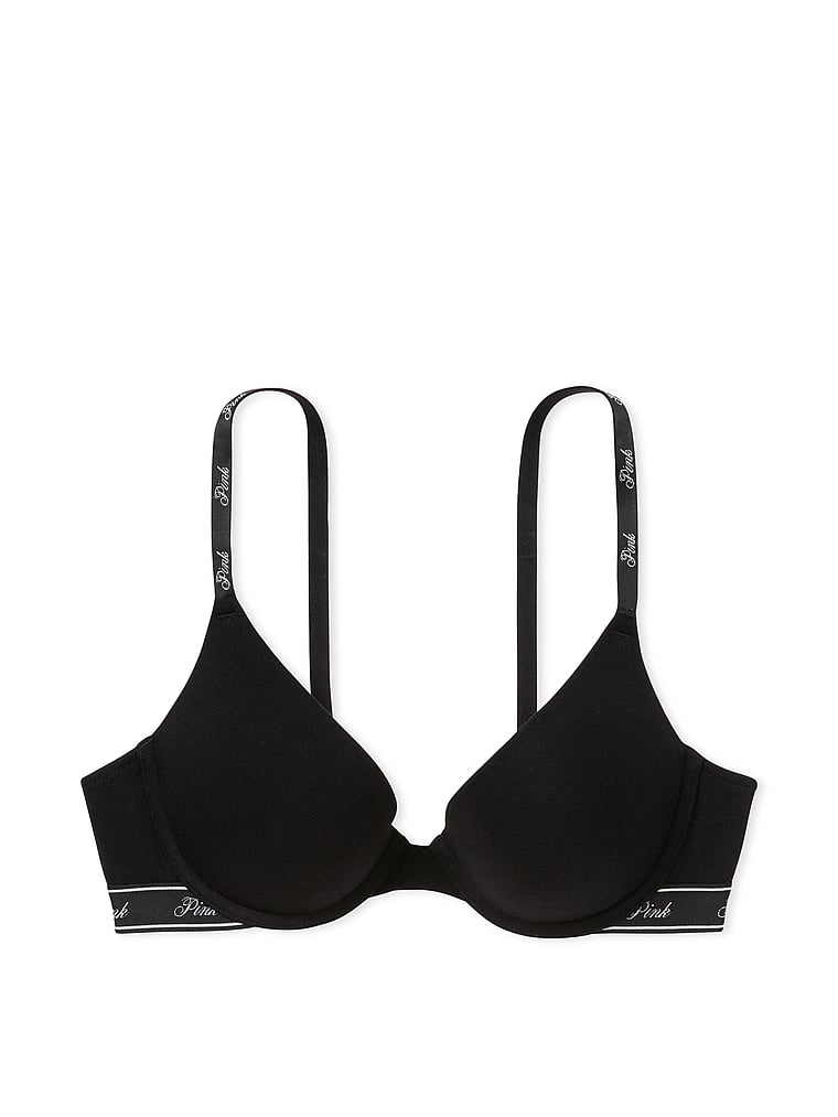 PINK Wear Everywhere Wear Everywhere™ Push-Up Bra, Pure Black, offModelFront, 3 of 3