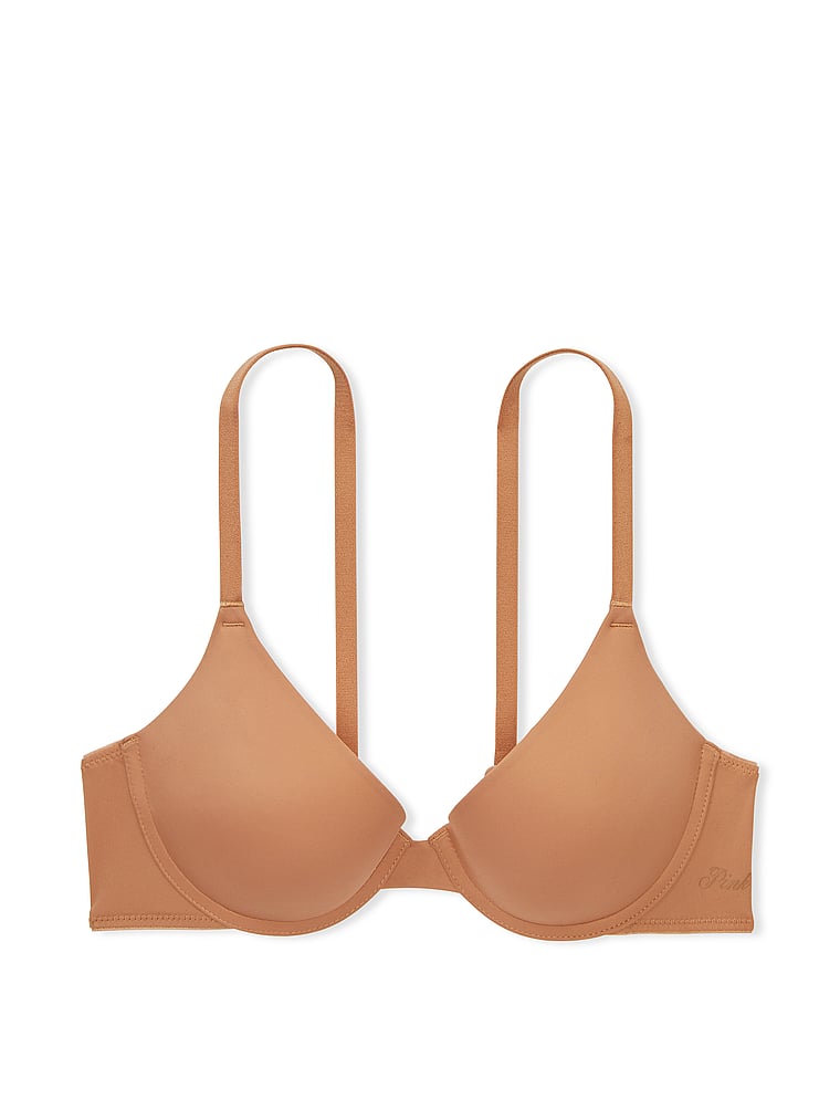 PINK Wear Everywhere Wear Everywhere Push-Up Bra, Toffee, offModelFront, 3 of 3