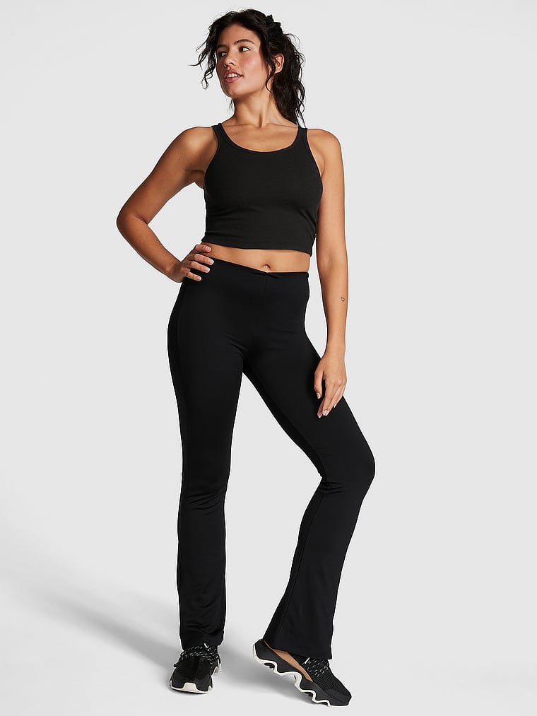 PINK Winter Flare Leggings, Pure Black, onModelFront, 1 of 4 Isabella is 5'9" and wears Medium