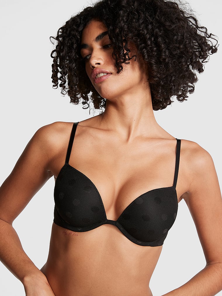 PINK Wear Everywhere Wear Everywhere Super Push-Up Bra, Pure Black, onModelFront, 2 of 5