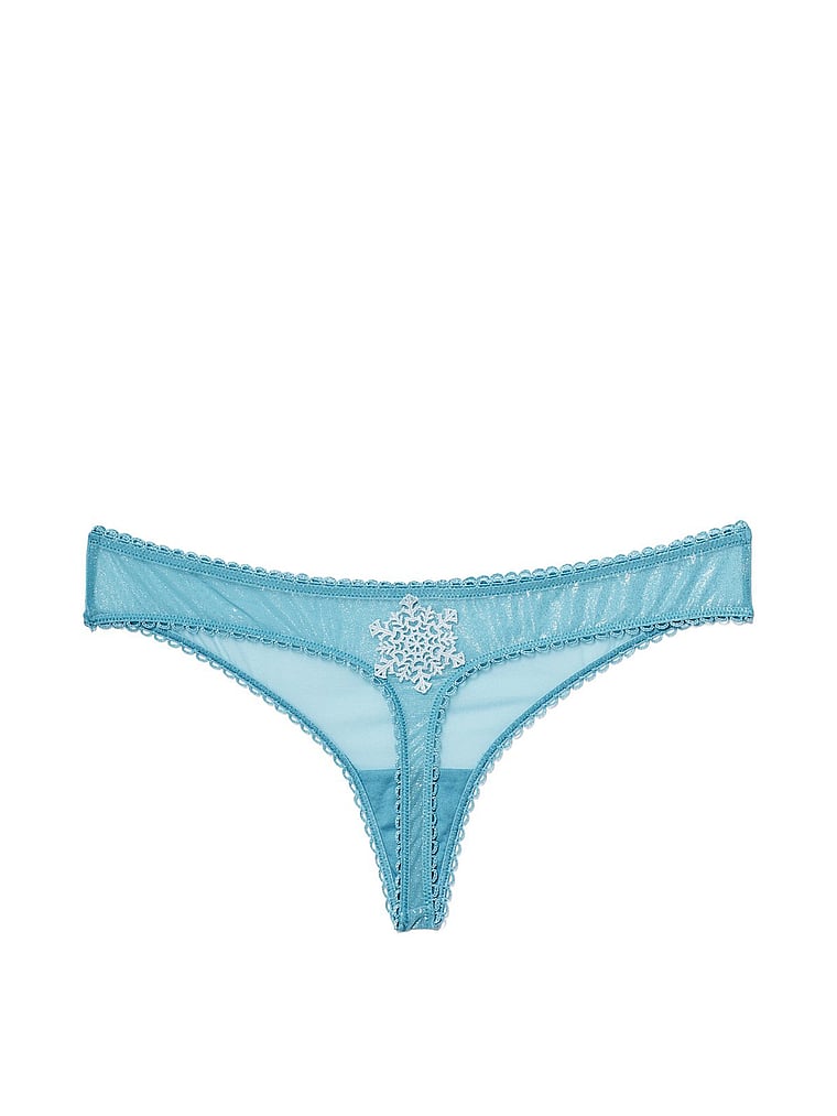 Victoria's Secret, Adore Me Alyshia Thong Panty, Snowflake Motif, offModelFront, 3 of 4