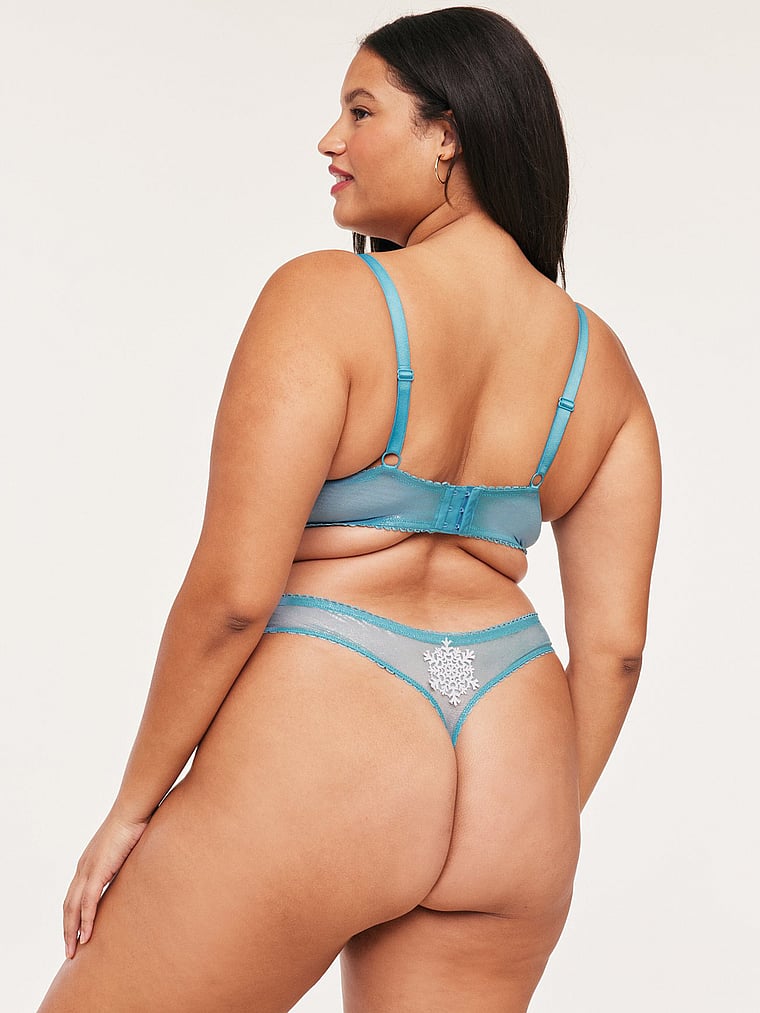 Victoria's Secret, Adore Me Alyshia Thong Panty, Snowflake Motif, onModelBack, 2 of 4