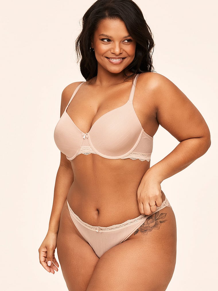 Victoria's Secret, Adore Me Annabelle Demi Bra, Rose Dust, onModelFront, 1 of 4