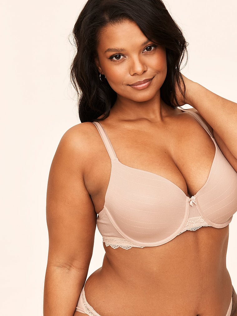 Victoria's Secret, Adore Me Annabelle Demi Bra, Rose Dust, onModelSide, 3 of 4