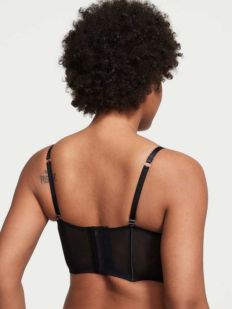 Victoria's Secret, Very Sexy Cherry Embroidery Quarter-Cup Corset Top, Black Cherries, detail, 2 of 5 Naae is 5'10" or 178cm and wears 36D or Large