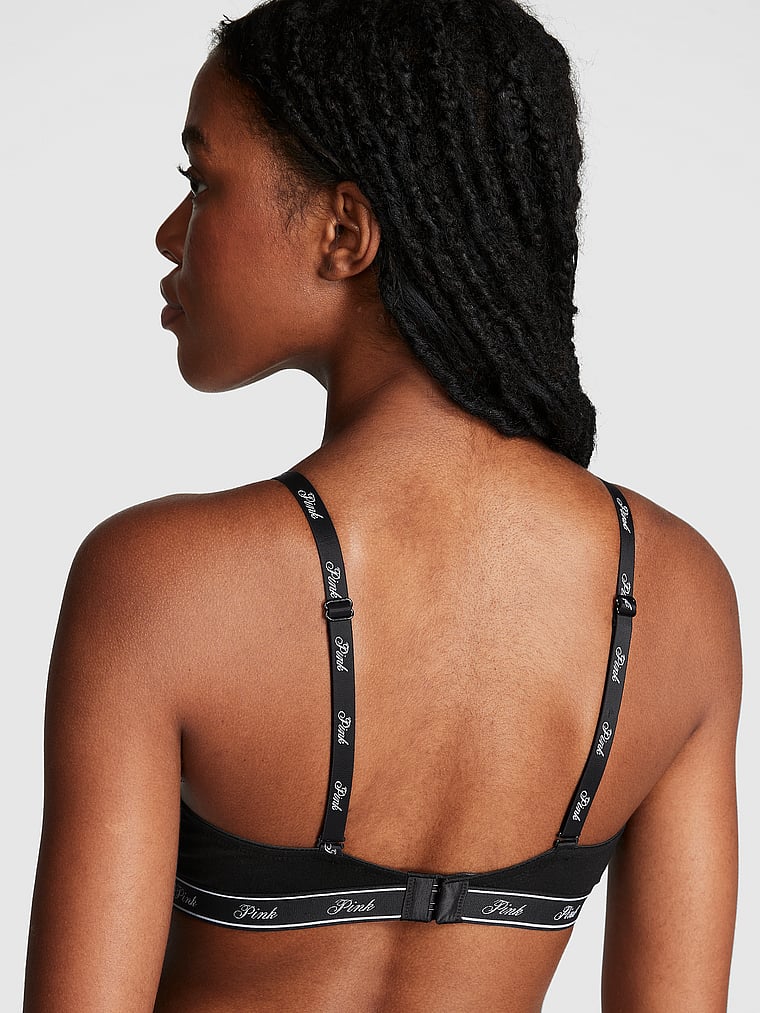 PINK Wear Everywhere Wear Everywhere™ Push-Up Bra, Pure Black, onModelBack, 2 of 3 Julia is 5'11" and wears 34B or Small