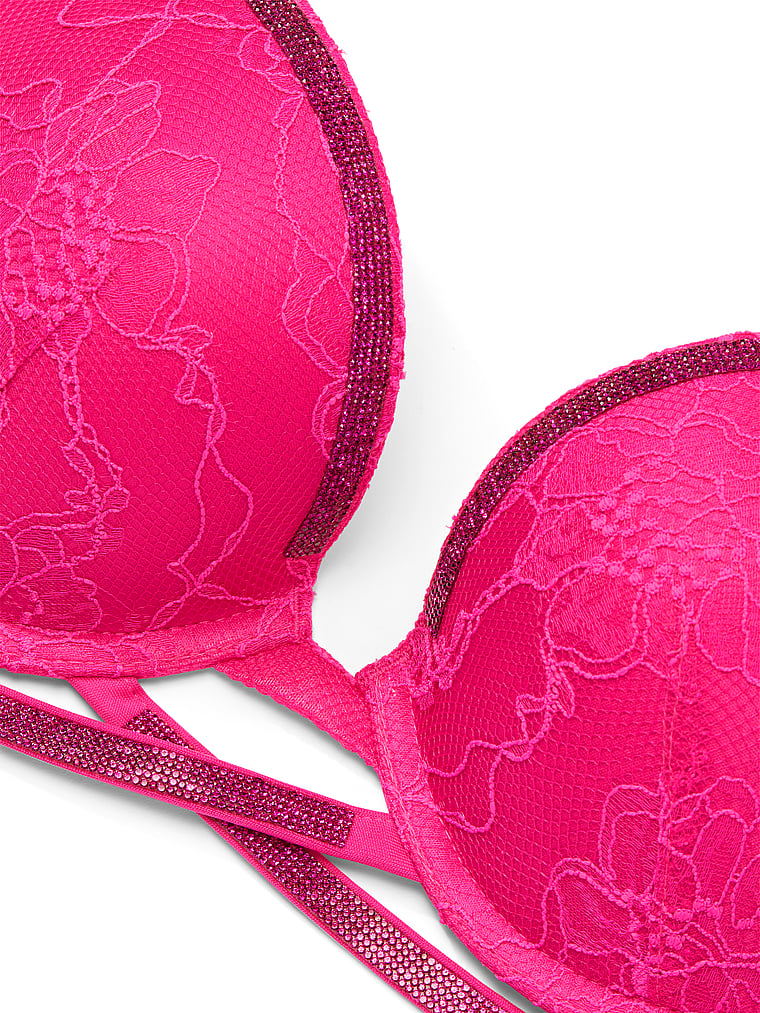 victoria secret bra Push Up 32B Light Pink Lace Rhinestone Detail 32 B