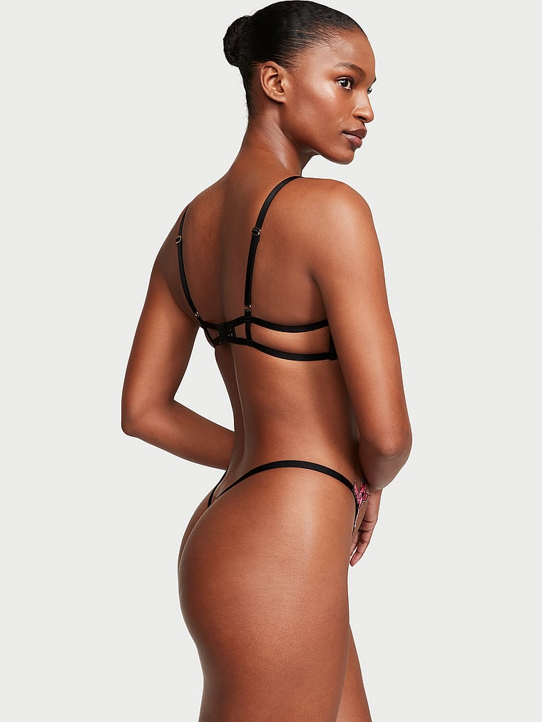 Victoria's Secret, Very Sexy Ziggy Glam Floral Embroidery Unlined Cutout Teddy, Pink, onModelBack, 2 of 3 Tsheca  is 5'9" and wears 34B or Small