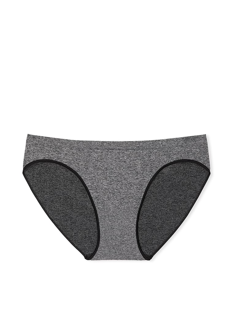 PINK Seamless Bikini Panty, Pure Black, offModelFront, 3 of 3