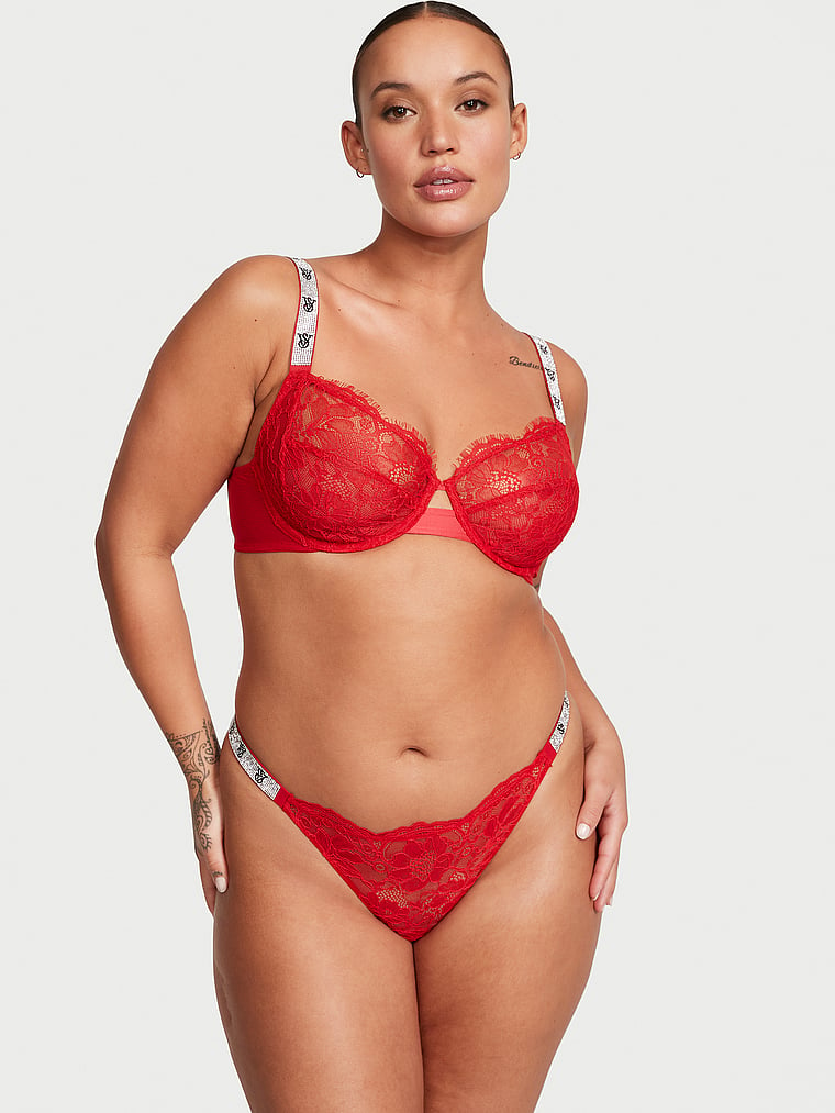 VICTORIA'S SECRET - Pink VERY SEXY Brazilian Red Lace Panty