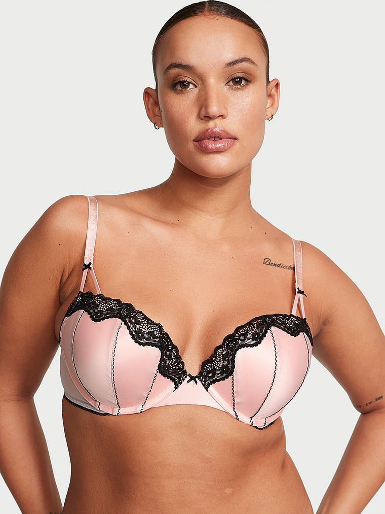 Fun & Flirty LaceTrim Satin PushUp Bra Victoria's Secret vs Victoria's Secret US