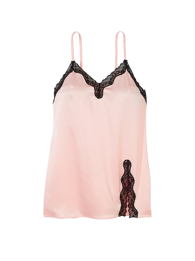 Victoria's Secret, Victoria's Secret Tease Satin Lace-Trim Mini Slip Dress, Purest Pink, offModelFront, 3 of 3