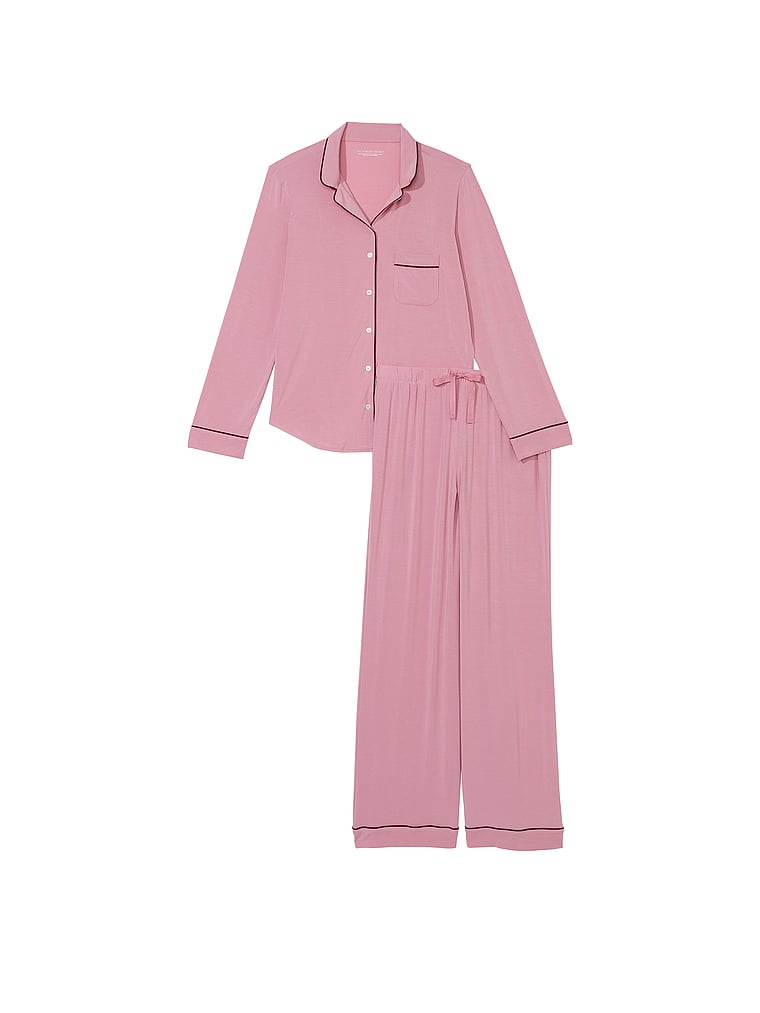 Victoria's Secret, Victoria's Secret Modal Long Pajama Set, Pink, offModelFront, 1 of 2