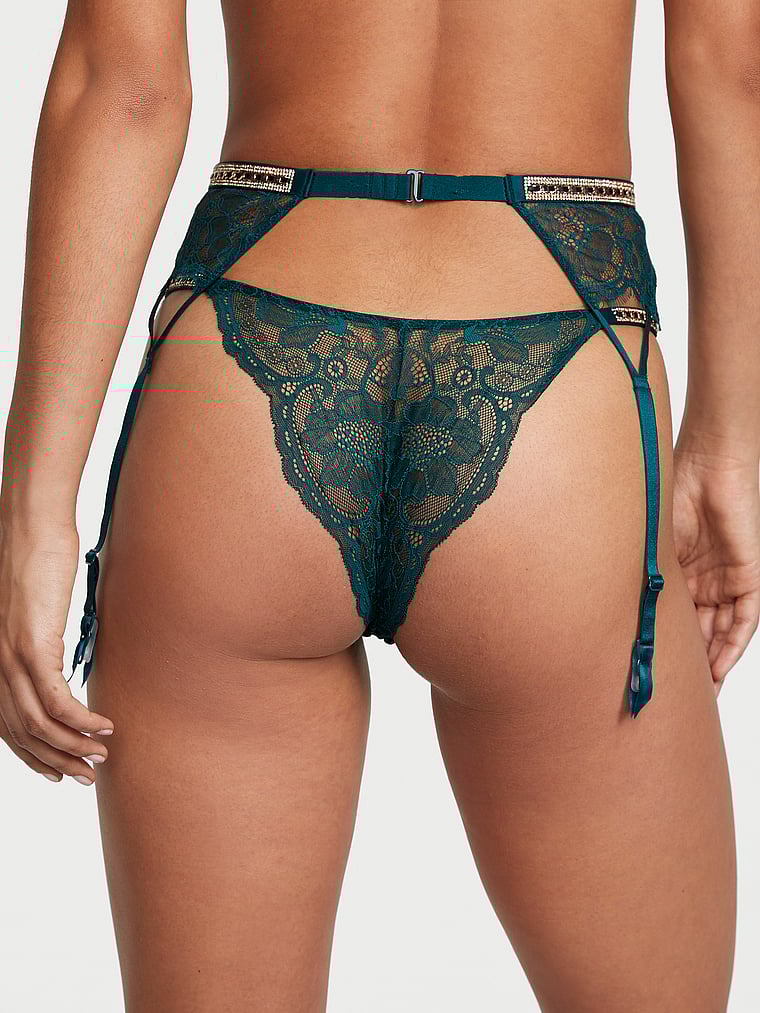 Shine Chain Strap Lace Garter Belt