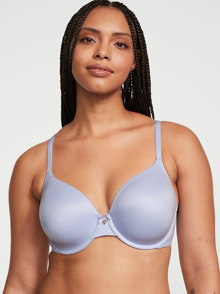 Victoria's Secret, Body by Victoria Lightly Lined Full-Coverage Smooth Bra, Blue Crescent, onModelFront, 3 of 4 Gilly  is 5'10" and wears 36D or Large