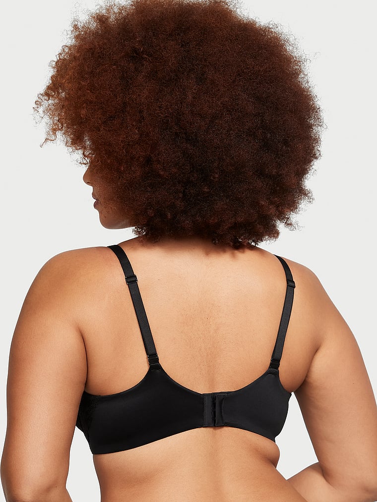 Victoria's Secret, Body by Victoria Lightly Lined Lace-Cup Demi Bra, Black, onModelBack, 4 of 4 Shadia  is 5'11" or 180cm and wears 38DD(E) or Extra Extra Large