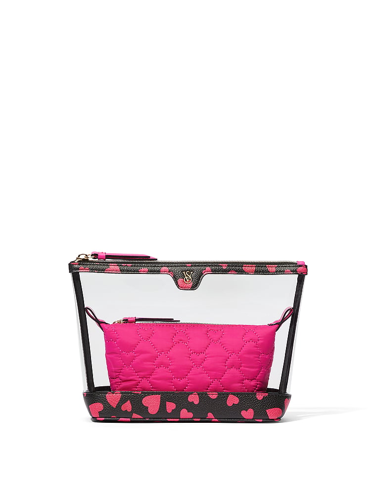 Sac à cosmétiques maquillage rose Victoria Secret neuf avec étiquettes 9 x 6,5