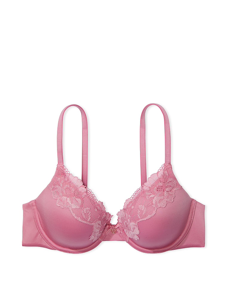Victoria's Secret, Body by Victoria Lightly Lined Full-Coverage Lace-Trim Bra, Dusk Mauve, offModelFront, 3 of 4