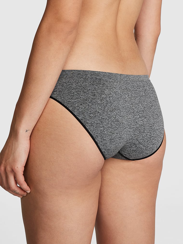 PINK Seamless Bikini Panty, Pure Black, onModelBack, 2 of 3 Jocelyn is 5'8" and wears Small