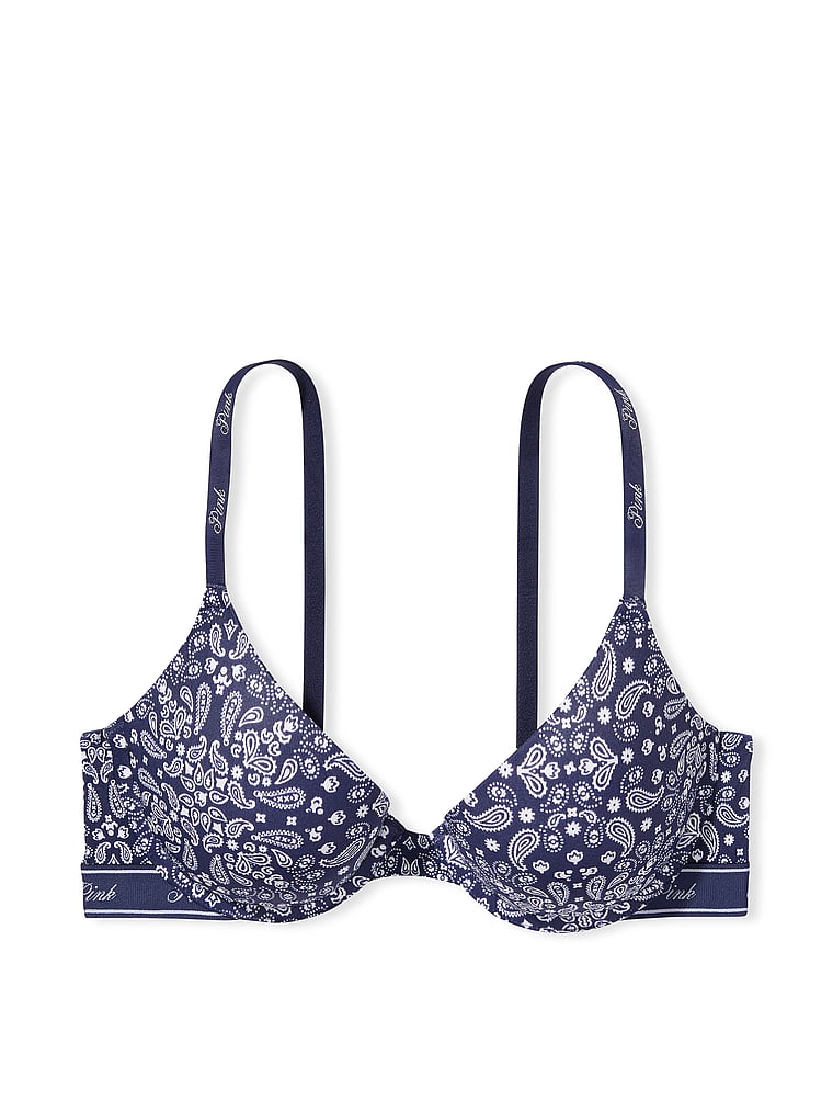 victoria’s Secret pink pushup bra size 38B Shine Straps VS Blue Breeze Bling
