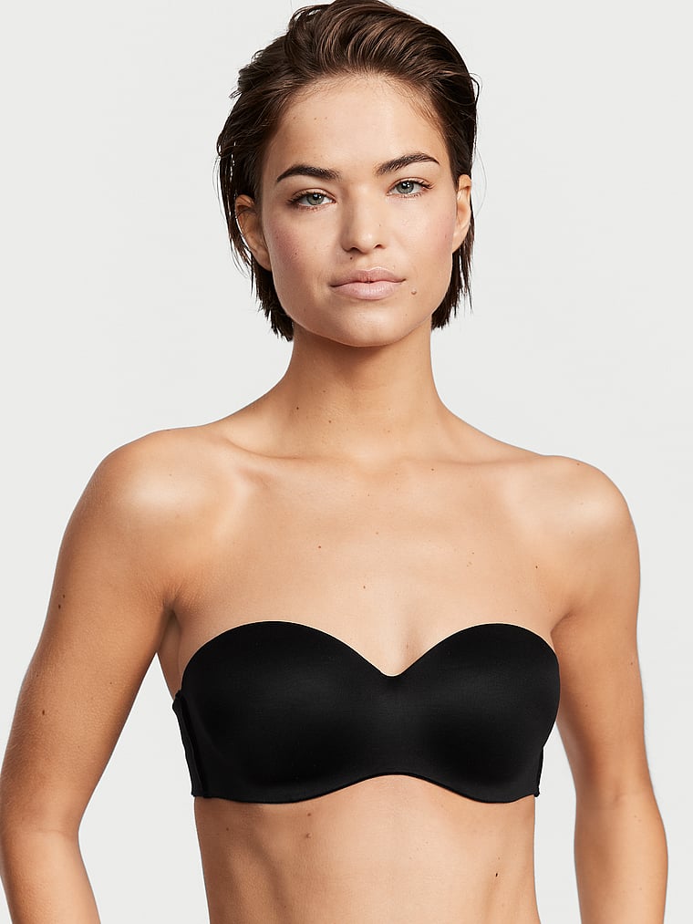 Victoria's Secret, Body by Victoria Lightly Lined Smooth Strapless Bra, Black, onModelFront, 1 of 5 Robin is 5'10" and wears 34B or Small